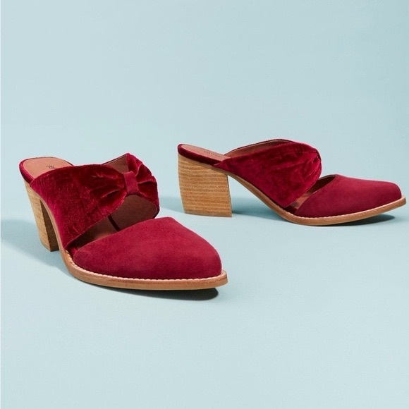 Jeffrey Campbell Cyrus Mule Heels Womens Size 5.5 Red Leather Textile Shoes - Picture 13 of 13